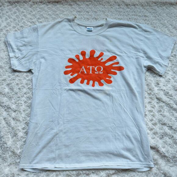 ATO Fraternity Greek Life WE ALL THAT Cotton White Orange Tee Shirt Sz Large - Picture 1 of 6